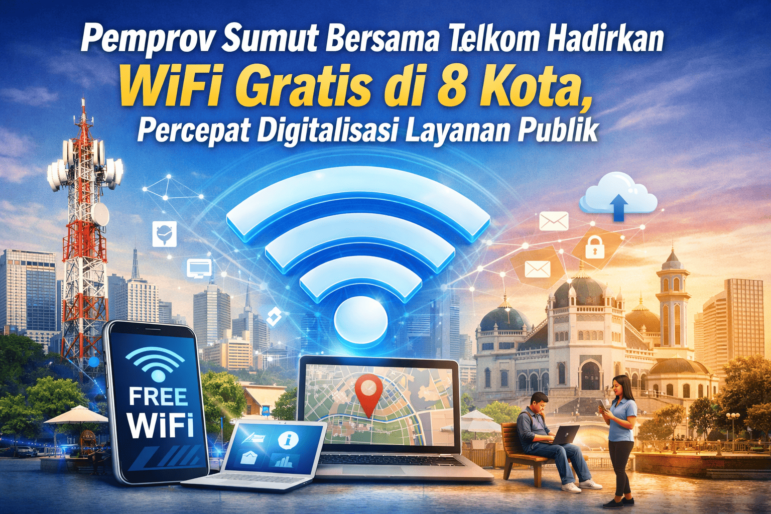 Pemprov Sumut Bersama Telkom Hadirkan WiFi Gratis di 8 Kota, Percepat Digitalisasi Layanan Publik
