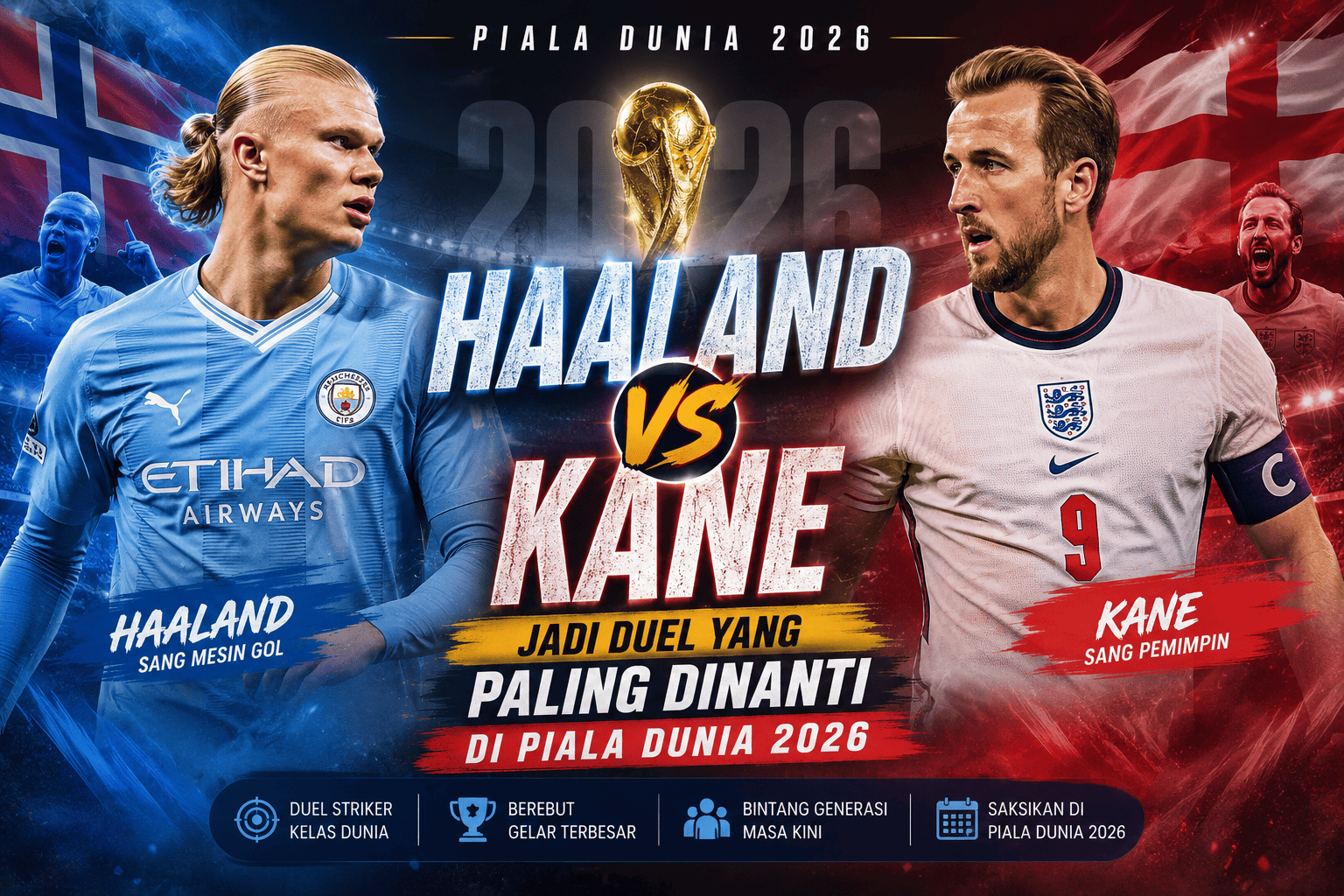 Haaland vs Kane Jadi Duel yang Paling Dinanti di Piala Dunia 2026
